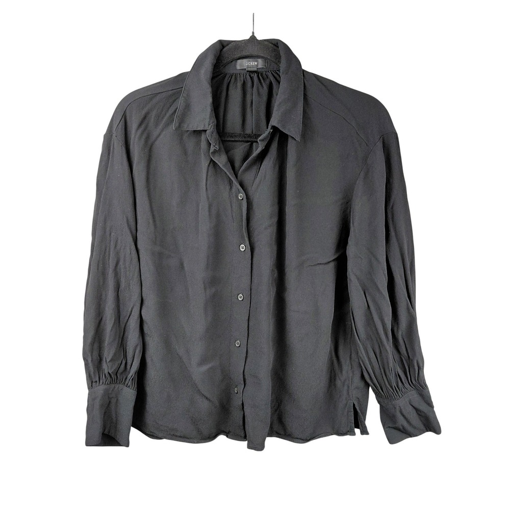 J.Crew Womens Black 100% Viscose Long Sleeve Button Down Blouse Size Small